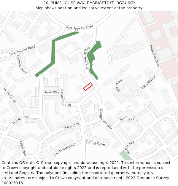 10, PUMPHOUSE WAY, BASINGSTOKE, RG24 9GY: Location map and indicative extent of plot