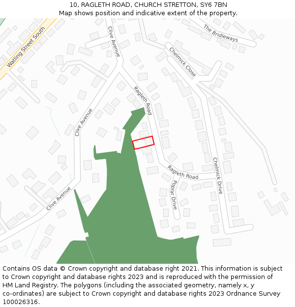 10, RAGLETH ROAD, CHURCH STRETTON, SY6 7BN: Location map and indicative extent of plot