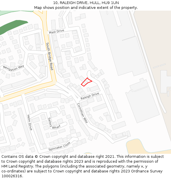 10, RALEIGH DRIVE, HULL, HU9 1UN: Location map and indicative extent of plot