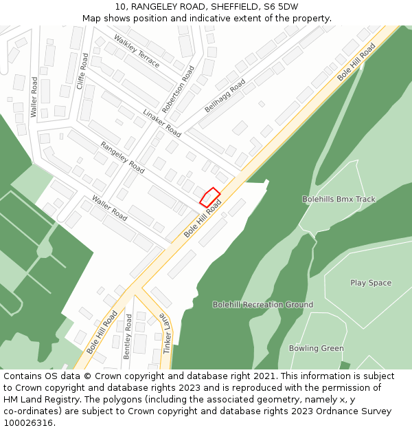 10, RANGELEY ROAD, SHEFFIELD, S6 5DW: Location map and indicative extent of plot