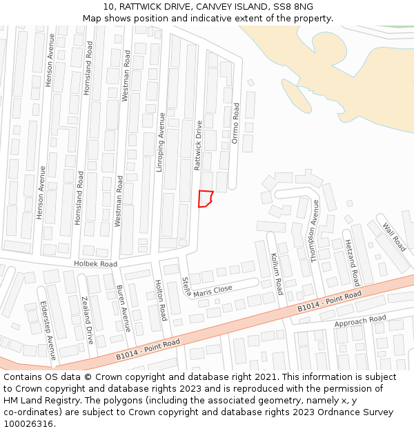 10, RATTWICK DRIVE, CANVEY ISLAND, SS8 8NG: Location map and indicative extent of plot