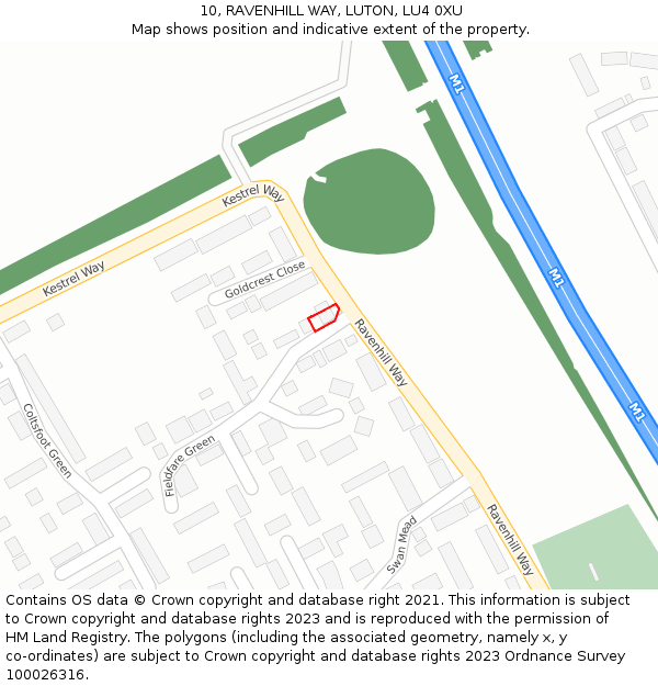 10, RAVENHILL WAY, LUTON, LU4 0XU: Location map and indicative extent of plot