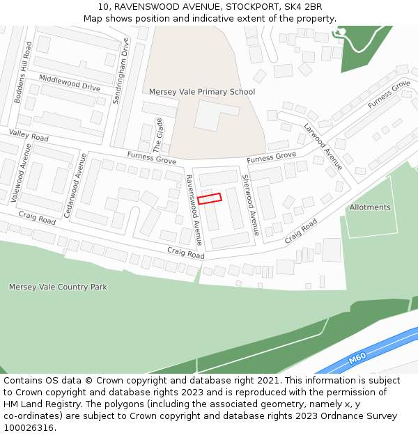 10, RAVENSWOOD AVENUE, STOCKPORT, SK4 2BR: Location map and indicative extent of plot