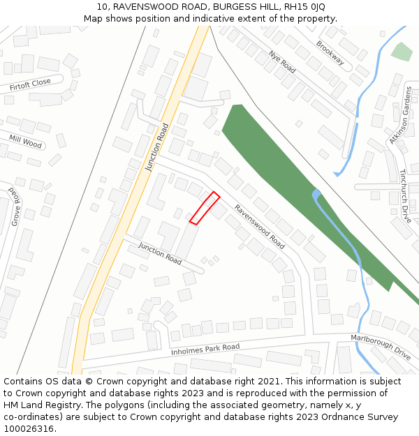 10, RAVENSWOOD ROAD, BURGESS HILL, RH15 0JQ: Location map and indicative extent of plot