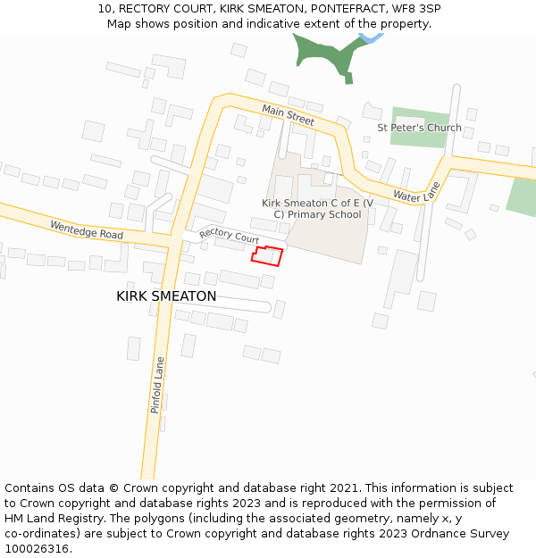 10, RECTORY COURT, KIRK SMEATON, PONTEFRACT, WF8 3SP: Location map and indicative extent of plot