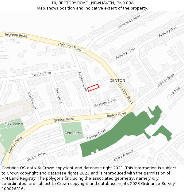 10, RECTORY ROAD, NEWHAVEN, BN9 0RA: Location map and indicative extent of plot