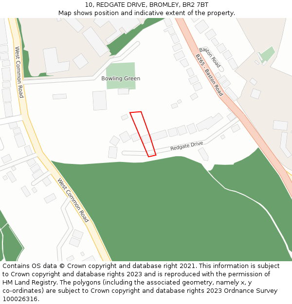 10, REDGATE DRIVE, BROMLEY, BR2 7BT: Location map and indicative extent of plot