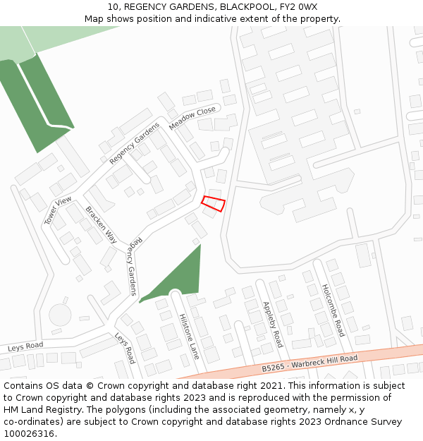 10, REGENCY GARDENS, BLACKPOOL, FY2 0WX: Location map and indicative extent of plot