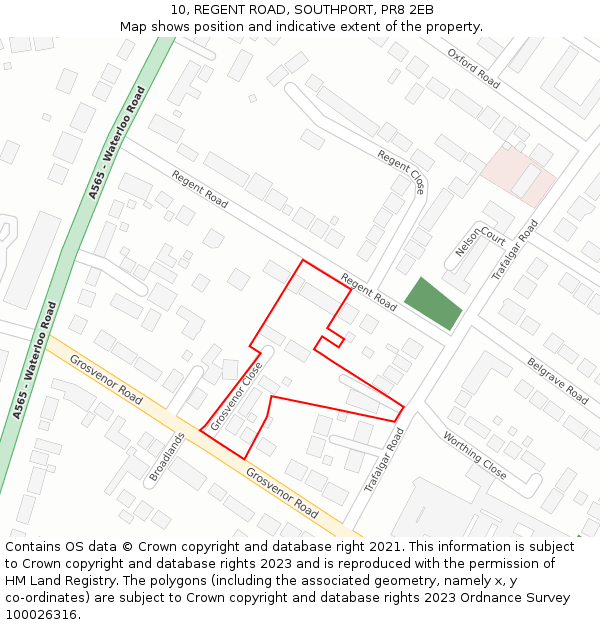 10, REGENT ROAD, SOUTHPORT, PR8 2EB: Location map and indicative extent of plot