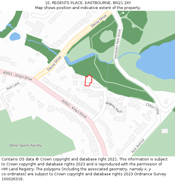10, REGENTS PLACE, EASTBOURNE, BN21 2XY: Location map and indicative extent of plot