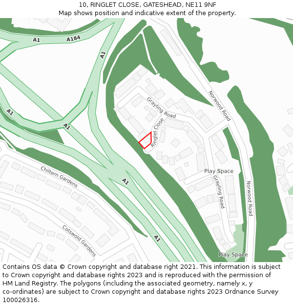 10, RINGLET CLOSE, GATESHEAD, NE11 9NF: Location map and indicative extent of plot
