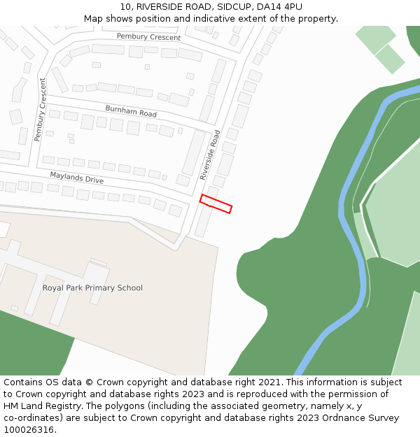 10, RIVERSIDE ROAD, SIDCUP, DA14 4PU: Location map and indicative extent of plot