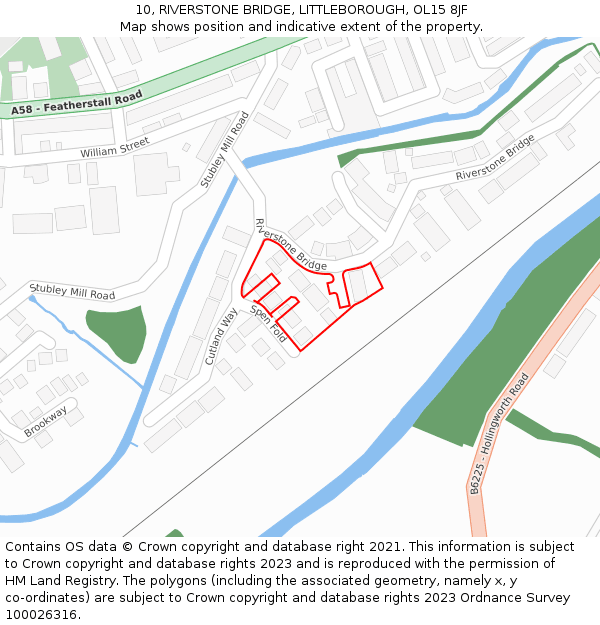 10, RIVERSTONE BRIDGE, LITTLEBOROUGH, OL15 8JF: Location map and indicative extent of plot
