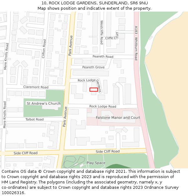 10, ROCK LODGE GARDENS, SUNDERLAND, SR6 9NU: Location map and indicative extent of plot