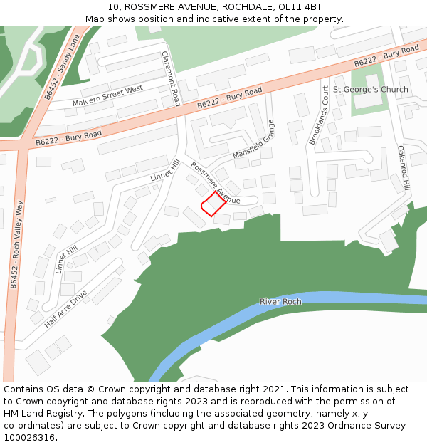 10, ROSSMERE AVENUE, ROCHDALE, OL11 4BT: Location map and indicative extent of plot