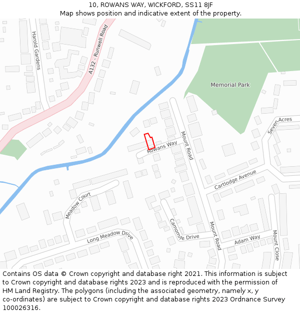 10, ROWANS WAY, WICKFORD, SS11 8JF: Location map and indicative extent of plot