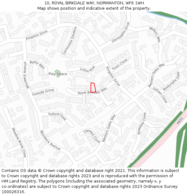 10, ROYAL BIRKDALE WAY, NORMANTON, WF6 1WH: Location map and indicative extent of plot