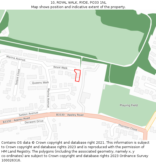10, ROYAL WALK, RYDE, PO33 1NL: Location map and indicative extent of plot