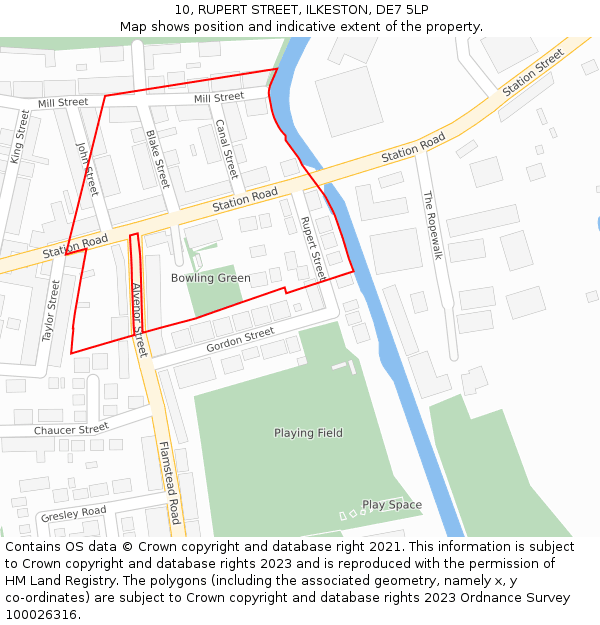 10, RUPERT STREET, ILKESTON, DE7 5LP: Location map and indicative extent of plot