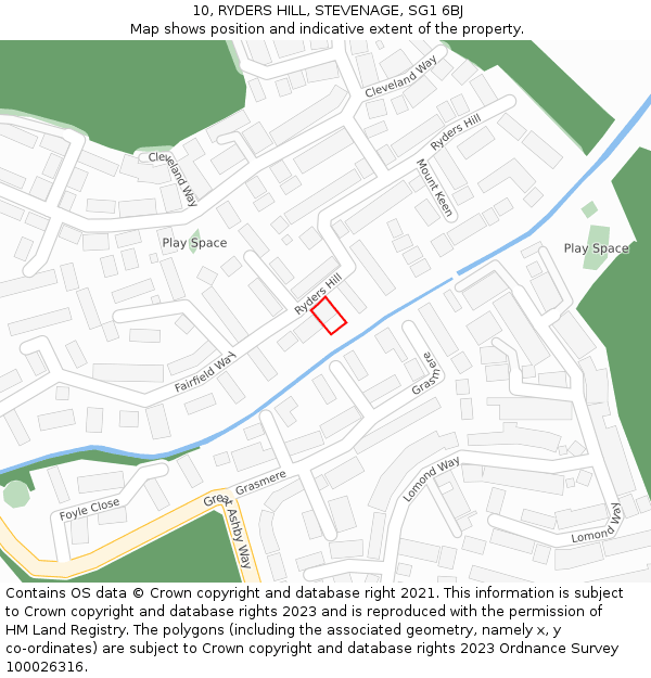 10, RYDERS HILL, STEVENAGE, SG1 6BJ: Location map and indicative extent of plot