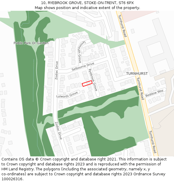 10, RYEBROOK GROVE, STOKE-ON-TRENT, ST6 6PX: Location map and indicative extent of plot