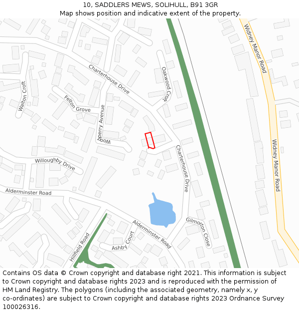 10, SADDLERS MEWS, SOLIHULL, B91 3GR: Location map and indicative extent of plot