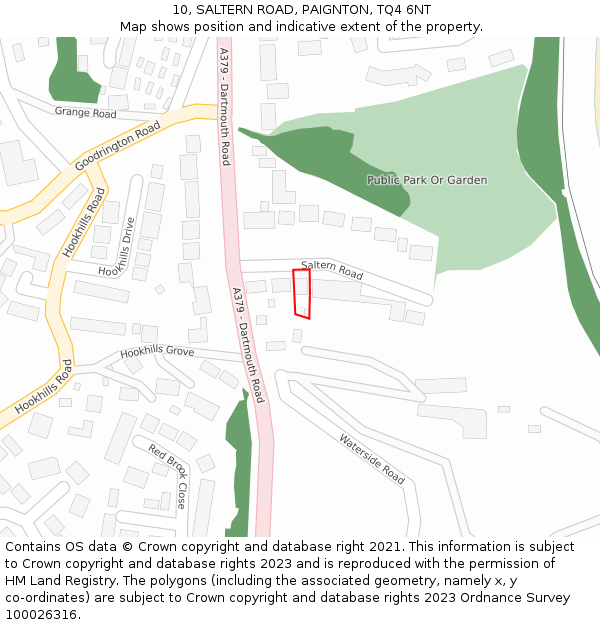 10, SALTERN ROAD, PAIGNTON, TQ4 6NT: Location map and indicative extent of plot