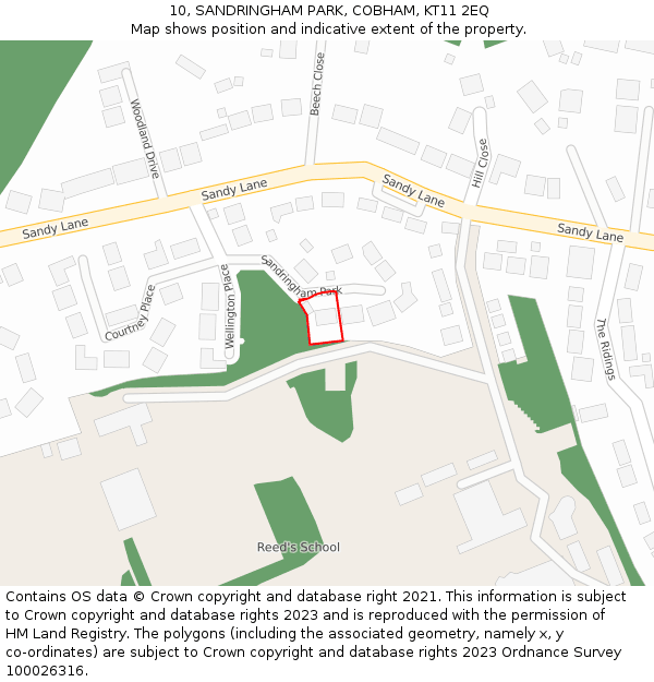 10, SANDRINGHAM PARK, COBHAM, KT11 2EQ: Location map and indicative extent of plot