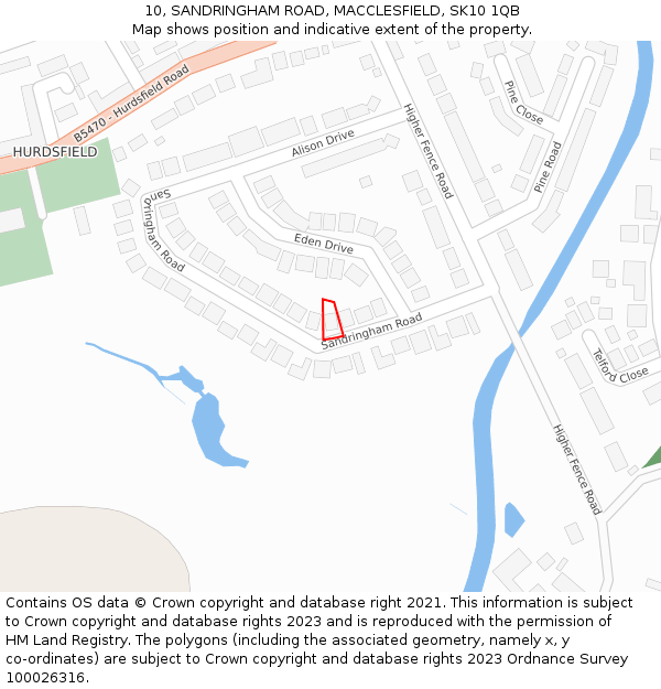 10, SANDRINGHAM ROAD, MACCLESFIELD, SK10 1QB: Location map and indicative extent of plot