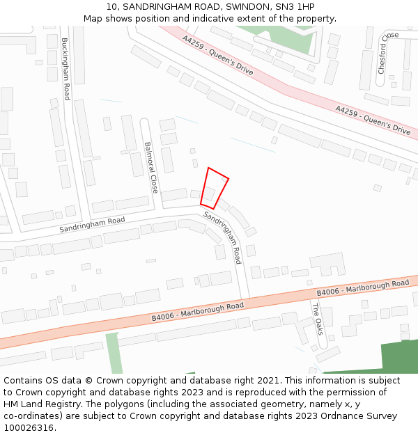 10, SANDRINGHAM ROAD, SWINDON, SN3 1HP: Location map and indicative extent of plot