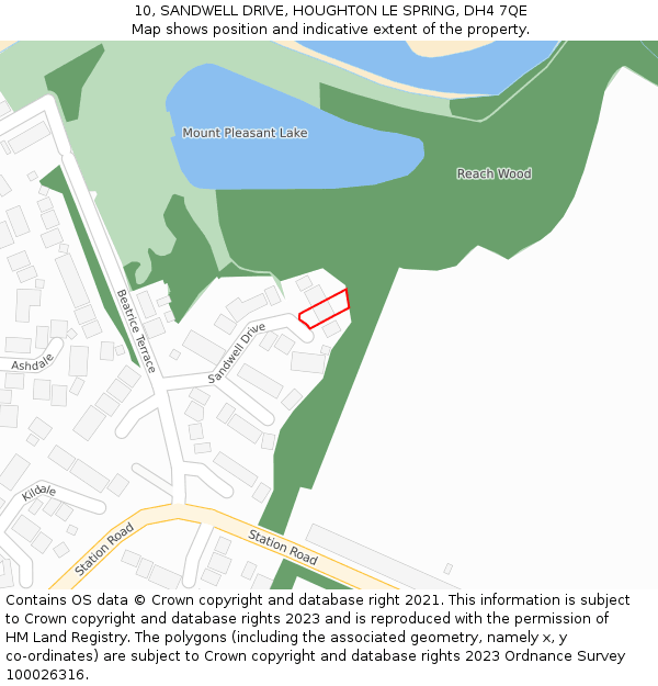 10, SANDWELL DRIVE, HOUGHTON LE SPRING, DH4 7QE: Location map and indicative extent of plot