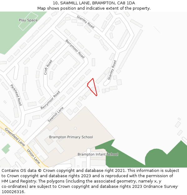 10, SAWMILL LANE, BRAMPTON, CA8 1DA: Location map and indicative extent of plot