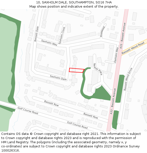 10, SAXHOLM DALE, SOUTHAMPTON, SO16 7HA: Location map and indicative extent of plot