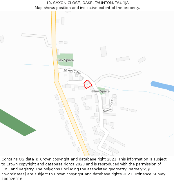 10, SAXON CLOSE, OAKE, TAUNTON, TA4 1JA: Location map and indicative extent of plot