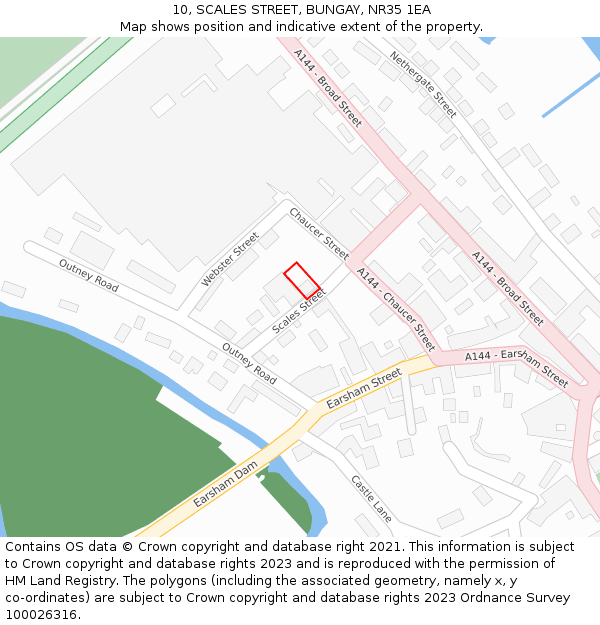 10, SCALES STREET, BUNGAY, NR35 1EA: Location map and indicative extent of plot