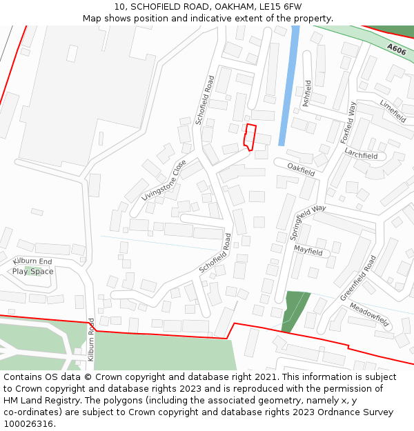 10, SCHOFIELD ROAD, OAKHAM, LE15 6FW: Location map and indicative extent of plot