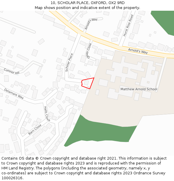 10, SCHOLAR PLACE, OXFORD, OX2 9RD: Location map and indicative extent of plot