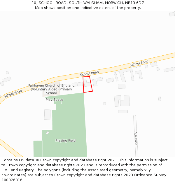 10, SCHOOL ROAD, SOUTH WALSHAM, NORWICH, NR13 6DZ: Location map and indicative extent of plot