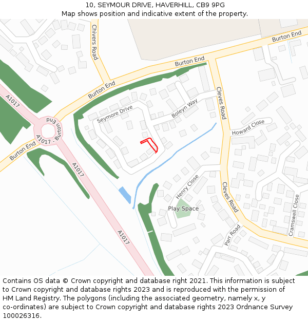 10, SEYMOUR DRIVE, HAVERHILL, CB9 9PG: Location map and indicative extent of plot