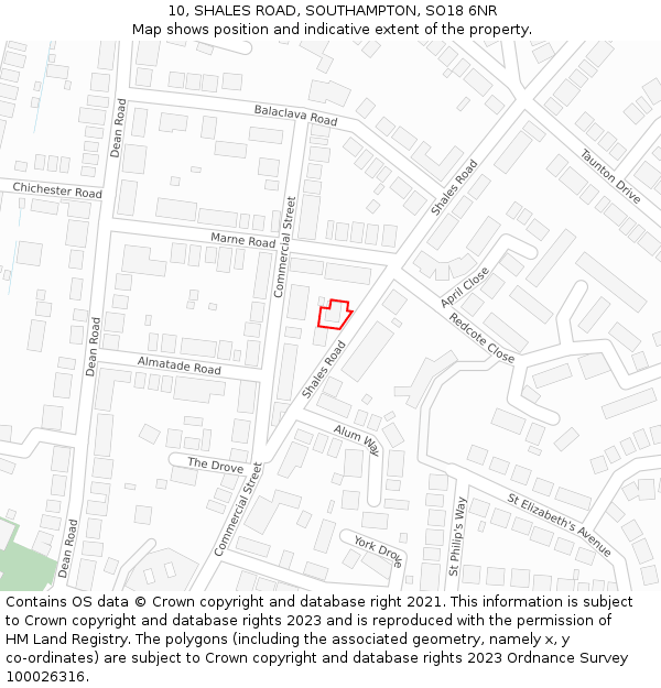 10, SHALES ROAD, SOUTHAMPTON, SO18 6NR: Location map and indicative extent of plot