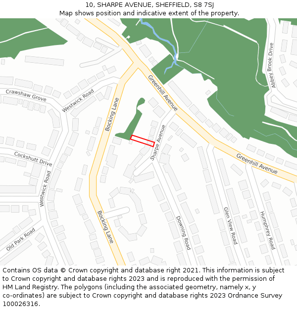 10, SHARPE AVENUE, SHEFFIELD, S8 7SJ: Location map and indicative extent of plot