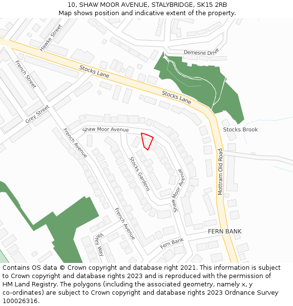 10, SHAW MOOR AVENUE, STALYBRIDGE, SK15 2RB: Location map and indicative extent of plot