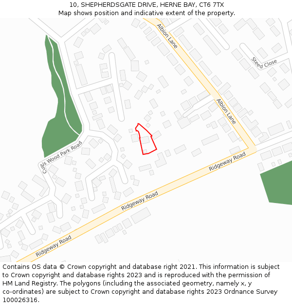 10, SHEPHERDSGATE DRIVE, HERNE BAY, CT6 7TX: Location map and indicative extent of plot