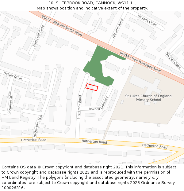 10, SHERBROOK ROAD, CANNOCK, WS11 1HJ: Location map and indicative extent of plot