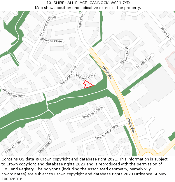 10, SHIREHALL PLACE, CANNOCK, WS11 7YD: Location map and indicative extent of plot