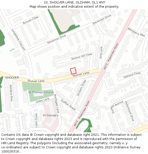 10, SHOLVER LANE, OLDHAM, OL1 4NT: Location map and indicative extent of plot