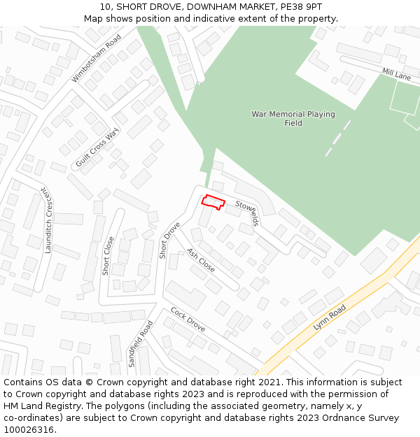 10, SHORT DROVE, DOWNHAM MARKET, PE38 9PT: Location map and indicative extent of plot