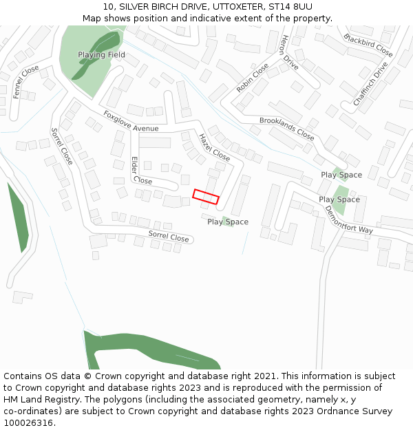 10, SILVER BIRCH DRIVE, UTTOXETER, ST14 8UU: Location map and indicative extent of plot