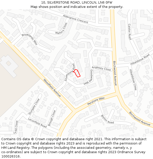 10, SILVERSTONE ROAD, LINCOLN, LN6 0FW: Location map and indicative extent of plot
