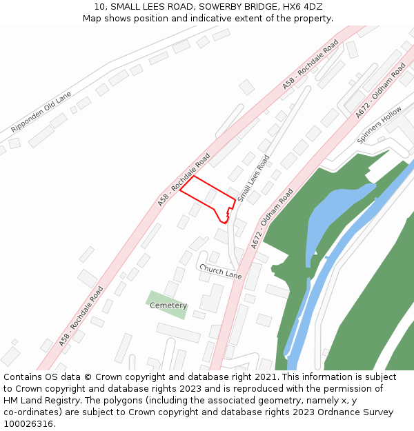 10, SMALL LEES ROAD, SOWERBY BRIDGE, HX6 4DZ: Location map and indicative extent of plot